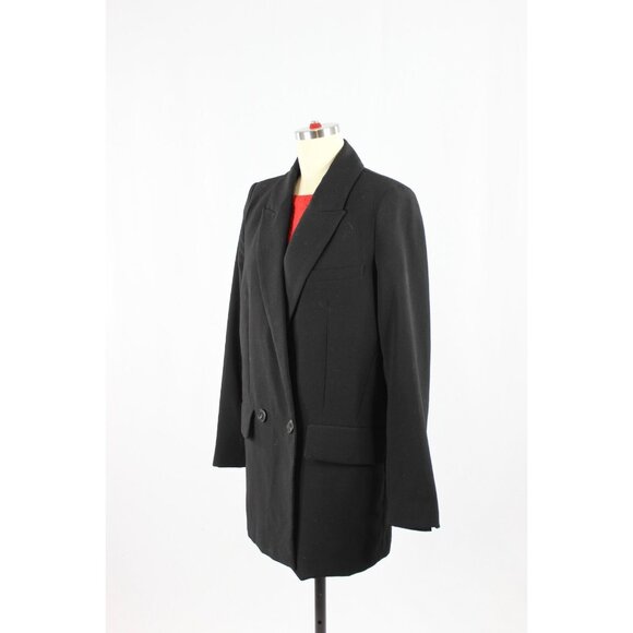 ZARA Black Crepe Double Breasted Oversized Cocoon Blazer Suit Jacket, Size M - Picture 4 of 13